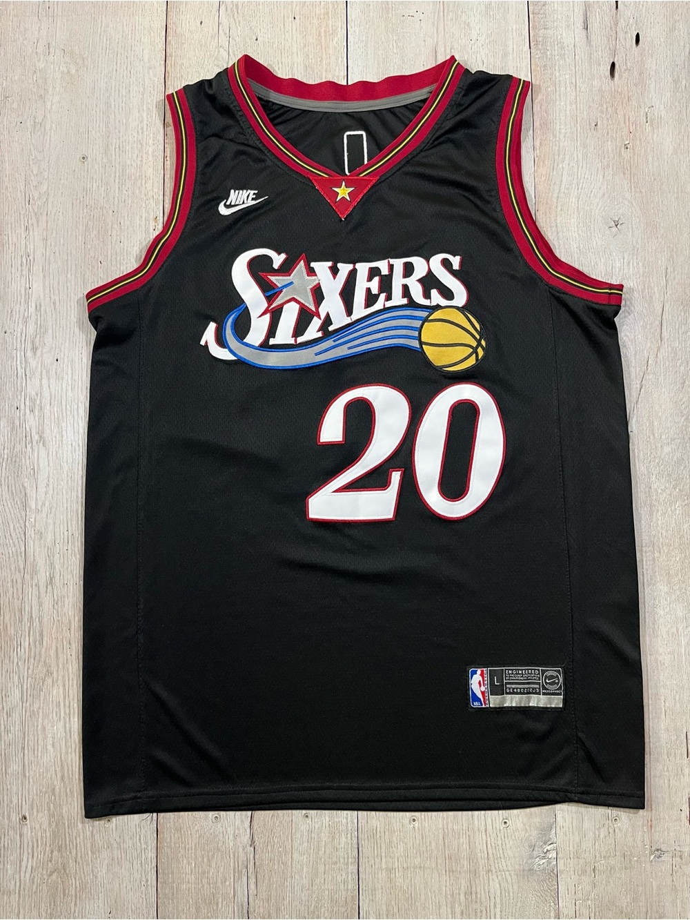 Philadelphia 76ers Jared McCain Nike #20 Black Size L NBA Basketball Jersey
